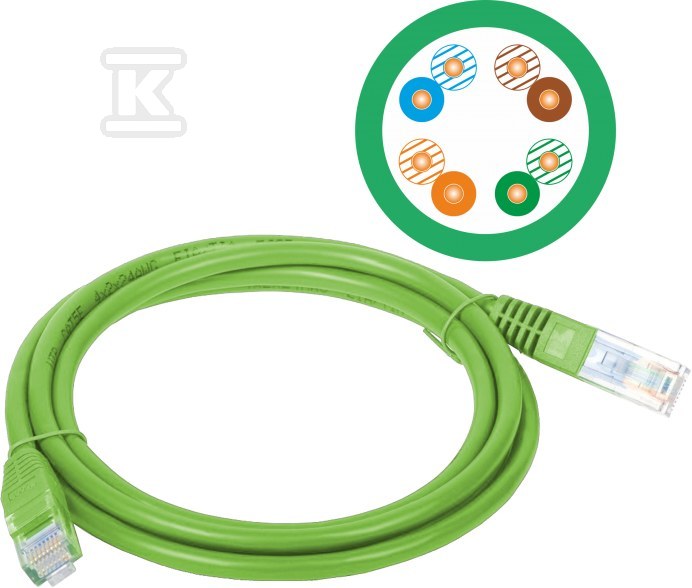 Patch-cord U/UTP cat.5e PVC 0.5m green - KKU5ZIE0.5